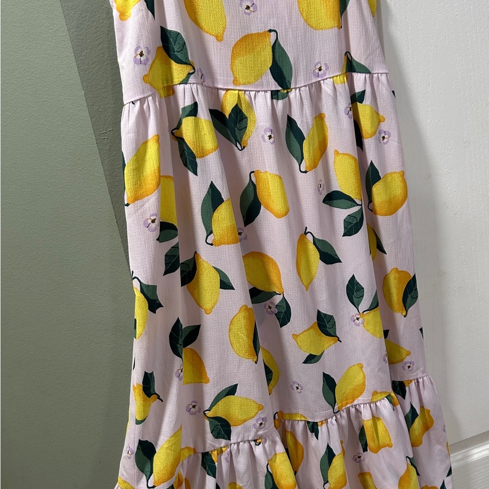 Lemon Print Kids Dress - Yellow, Green and Pink